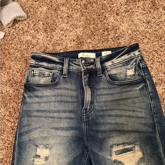 Distressed Blue Flare Jeans - Picture 4 of 8
